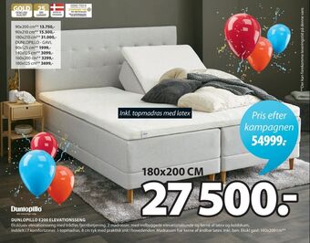 JYSK Dunlopillo elevationsseng tilbud