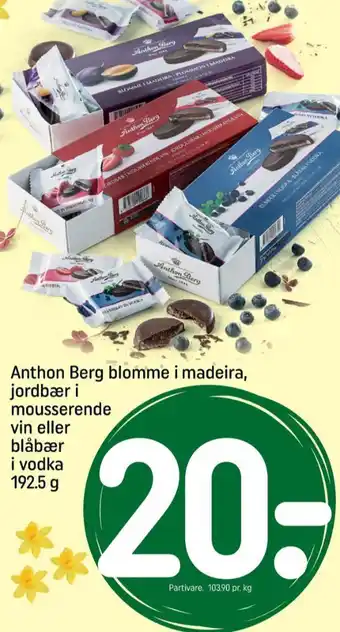 REMA 1000 Anthon berg marcipantærter blomme i maderia tilbud