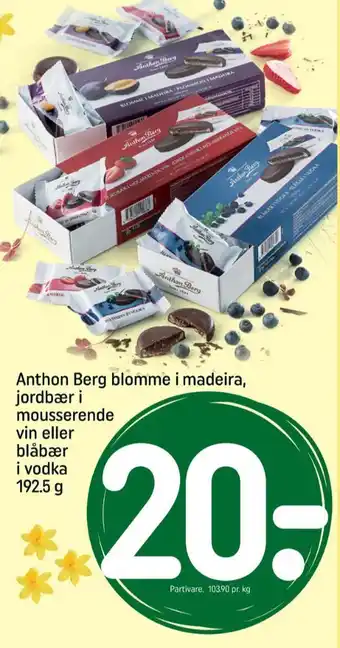REMA 1000 Anthon berg marcipantærte jordbær i champagne tilbud