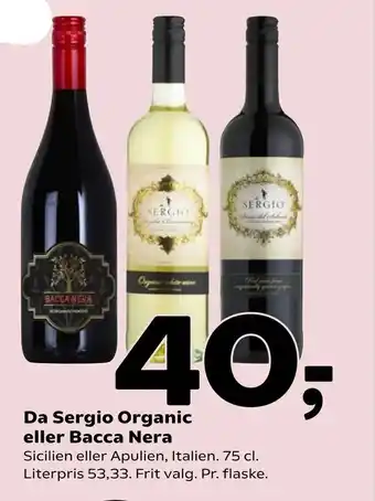 Coop 365 Da Sergio Organic eller Bacca Nera tilbud
