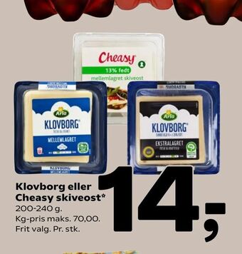 Coop 365 Klovborg eller Cheasy skiveost tilbud