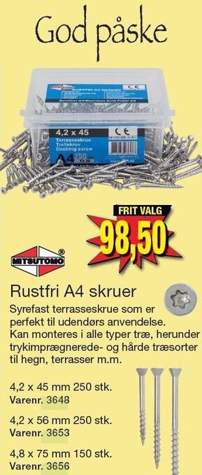 Harald Nyborg Rustfri A4 skruer tilbud