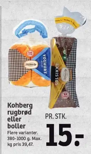 SPAR Kohberg rugbrød el. boller tilbud