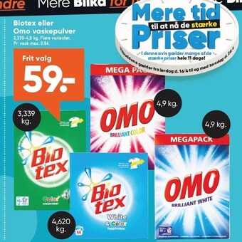 Bilka Biotex eller Omo vaskepulver tilbud