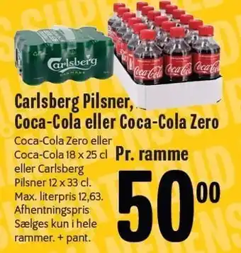 Min Købmand Carlsberg Pilsner, Coca-Cola eller Coca-Cola Zero pr. ramme tilbud