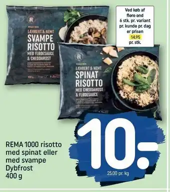 REMA 1000 Risotto med spinat el. med svampe tilbud