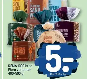 REMA 1000 Rema 1000 brød - flere varianter 400-500g tilbud
