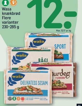REMA 1000 Wasa Knækbrød tilbud