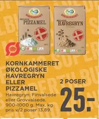 MENY Kornkammeret økologiske havregryn el. pizzamel tilbud