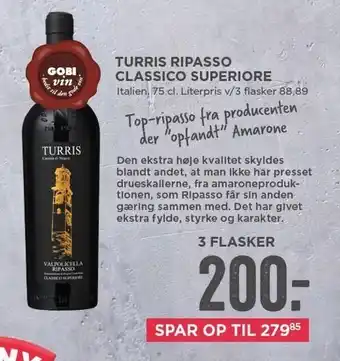 MENY Turris Ripasso Classico Superiore 3 flasker tilbud