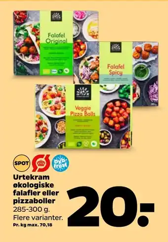 Netto Urtekram økologiske falafler eller pizzaboller tilbud