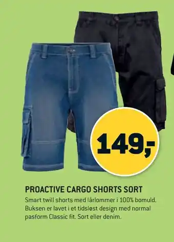 XL-BYG Proactive cargo shorts sort tilbud