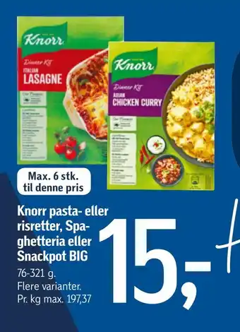 Føtex Knorr pasta- eller risretter, Spa ghetteria eller Snackpot BIG tilbud