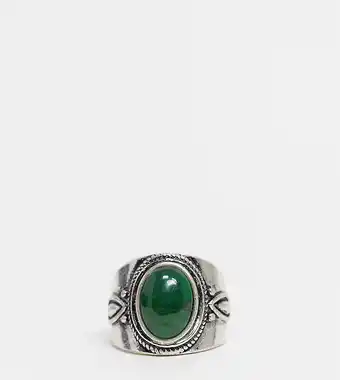 Reclaimed Vintage Inspired - Sølvfarvet ring med sten