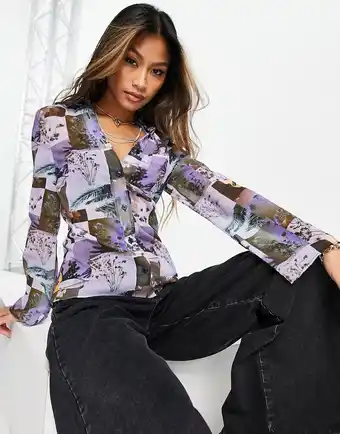 ASOS DESIGN - 90&aposer-inspireret skjorte med fotografisk print i slim fit-Multifarvet