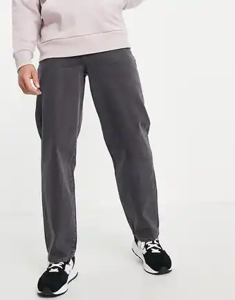 Asos ASOS DESIGN - Baggy jeans i vasket sort med upcycled farvestof tilbud