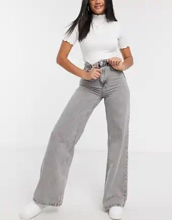Asos Stradivarius - Grå 90&aposer jeans med vide ben-Blå tilbud
