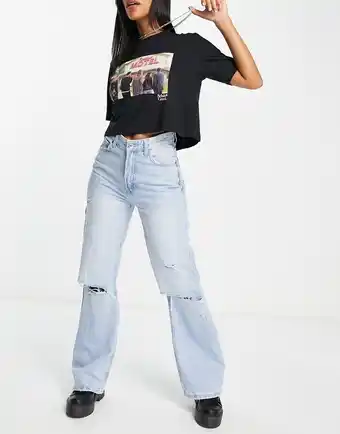 Asos Bershka - 90&aposer-jeans med lige ben i vintage-blå tilbud