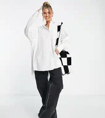 Asos COLLUSION - Oversized skjorte i hvid, økologisk bomuld tilbud