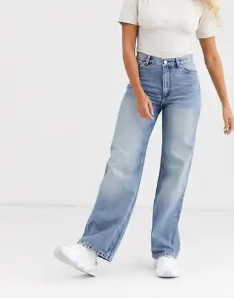 Asos Monki - blå Yoko jeans i økologisk bomuld med vide ben tilbud