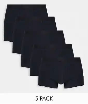 Asos ASOS DESIGN - Pakke med 5 par sorte boksershorts i økologisk bomuldsblanding tilbud