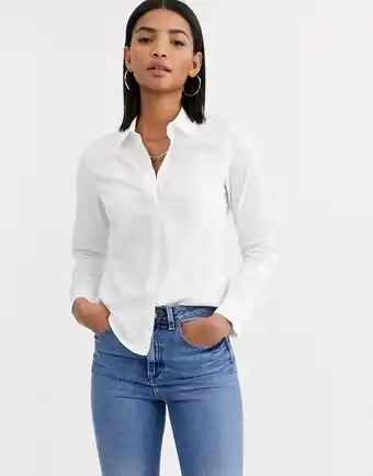 ASOS DESIGN - Hvid tilpasset skjorte med lange ærmer i stræk bomuld