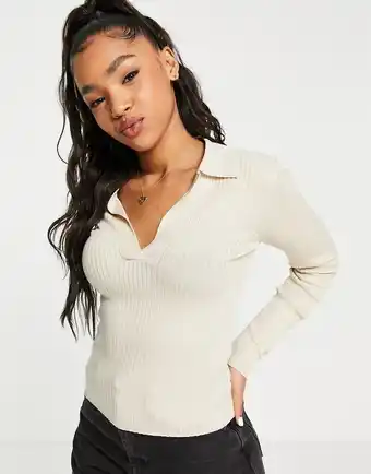 JDY - Beige strikket polotop-Neutral