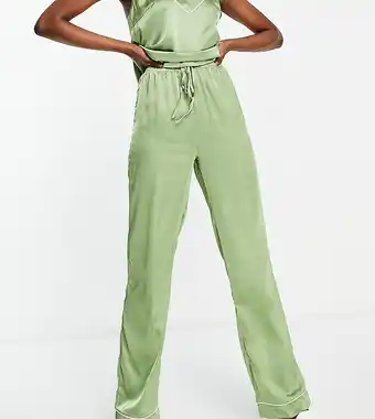 ASOS DESIGN Tall - Mix & match - Pyjamasbukser i salviegrøn satin