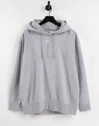 Nike - Grå oversized hættetrøje med mini swoosh