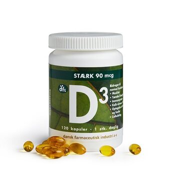Grønne dfi vitaminer D3-vitamin 90 mcg - 120 kap