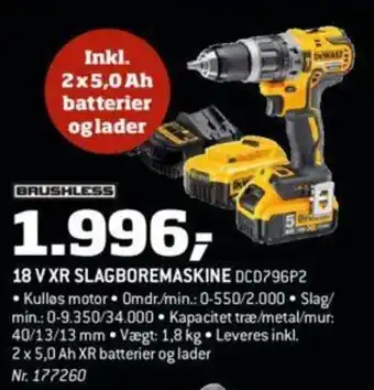 Bygma DeWalt Brushless 18 V XR Slagboremaskine tilbud