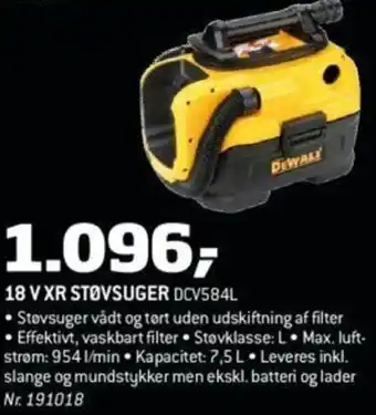 Bygma DeWalt 18 V XR Støvsuger tilbud