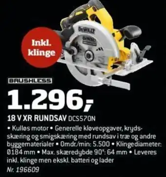 Bygma 18 V XR Rundsav DCS570N tilbud