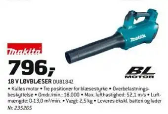 Bygma Makita 18 V Løvblæser tilbud