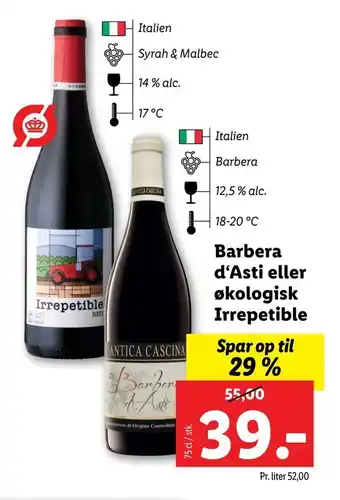 Barbera d‘Asti eller økologisk Irrepetible