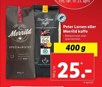 Lidl Peter Larsen eller Merrild kaffe tilbud