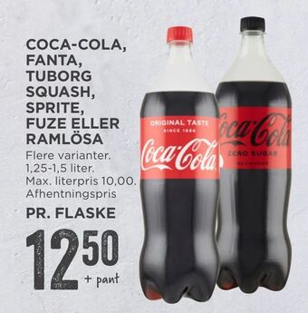 MENY Coca-cola, fanta, tuborg squash, sprite, fuze eller ramlösa tilbud