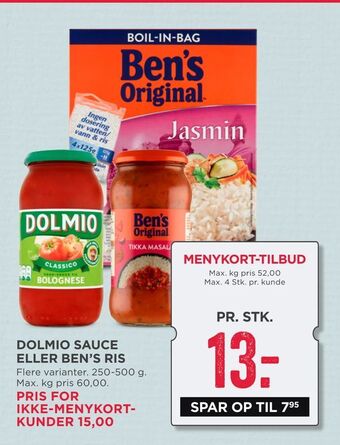 MENY Dolmio sauce eller ben's ris tilbud