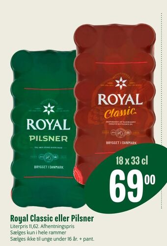 Min Købmand Royal Classic eller Pilsner tilbud