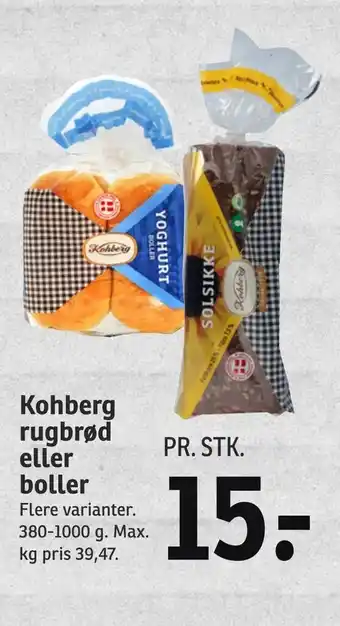 SPAR Kohberg rugbrød eller boller tilbud