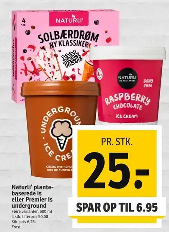 SPAR Naturli' plantebaserede is eller Premier Is underground tilbud