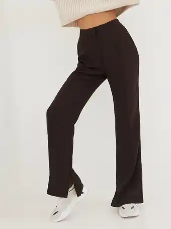 NLY Trend Dressed Side Slit Pants Bukser Brun