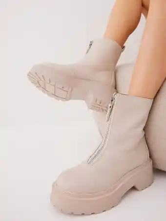 Nelly Missguided Zip Up Stitch Detail Chunky Boots Støvletter tilbud