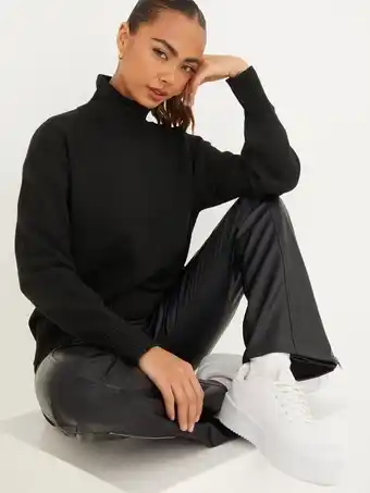 Nelly Pieces Pccava Ls High Neck Knit Noos Bc Strikkede trøjer Black tilbud