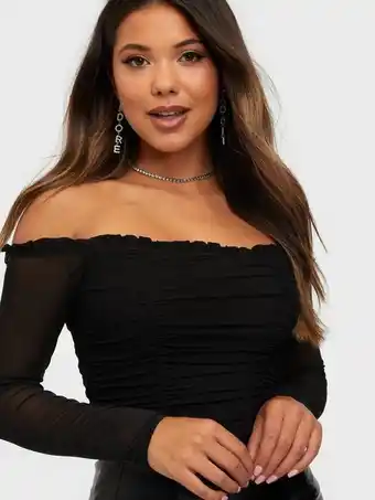 Nelly NLY One Mesh Off Shoulder Body Bodyer Sort tilbud