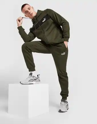 JD Sports PUMA Core Full Zip Panel Tracksuit, Grøn tilbud