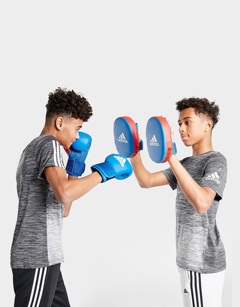 Adidas Boxing Gloves & Focus Mitts Set Kids, Blå tilbud hos JD Sports