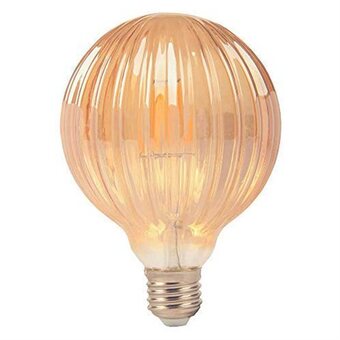 4W Dekorativ globe 95 i rillede vintage design - Filament LED pære 360-400 lumen