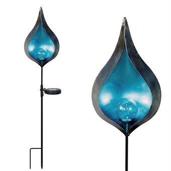 Dekorativ skulpturel solcellelampe - Blå Calla