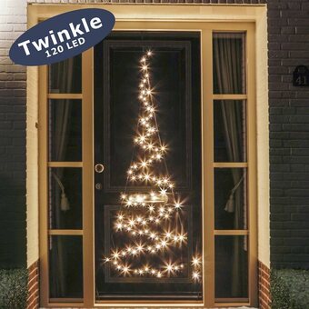 Fairybell LED juletræ til dør 2,10 meter og med 120 LEDer i varm hvid med twinkle
